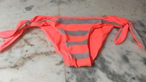 Orange &amp; Silver Striped Bikini Bottom