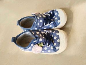 Babyhug Blue Polka Dot Sneakers - Toddler Size