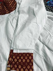 Elegant Maroon &amp; White Ethnic Gown