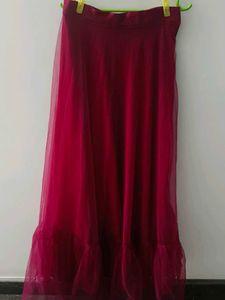 Maroon Net Embroidered Lehenga