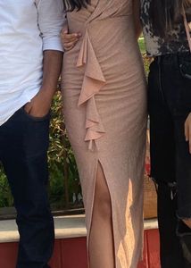 Sparkly Ruched Bodycon dress with slit
