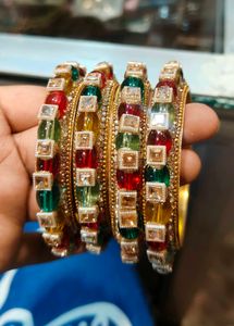 Multicolour kundan bangle Set of 4
