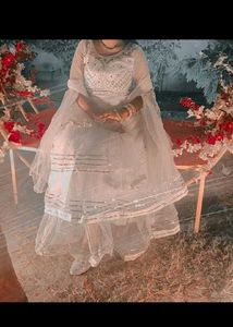 Elegant White Embroidered Anarkali Gown