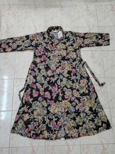 New Black Floral Print Coord Dress