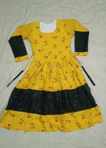 Stylish printed yellow frock