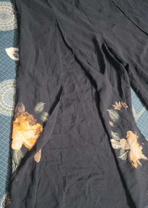 Black Palazzo Pants with Floral Print