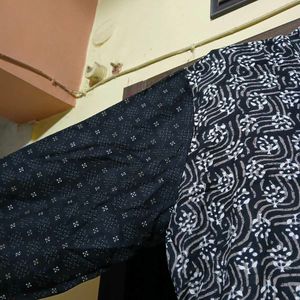 Stylish Black &amp; White Printed Kurta