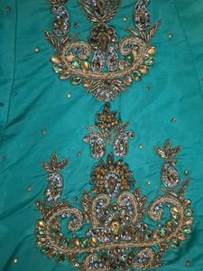 Elegant Teal Embroidered Ethnic Gown