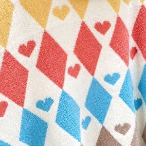 Cozy Heart Print Poncho