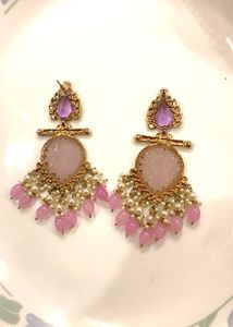 New Beautiful Purple Pearl Dangle Earrings