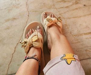 Cute Bow Accent Platform Flip Flops