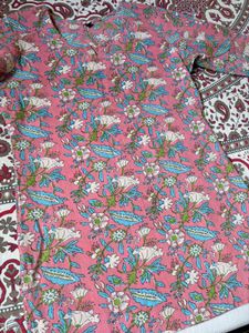 Pink Floral Cotton Kurta