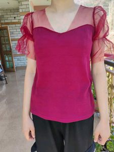 Red Ruffle Sleeve Top