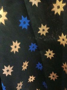 Black Saree with Gold and Blue Motifs