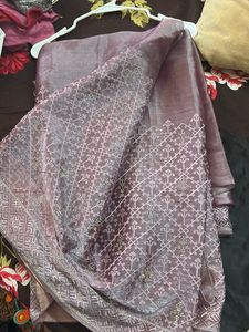 Mauve Embroidered Saree