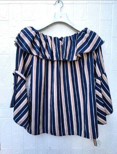 New with tag Striped Ruffle Sleeve Top