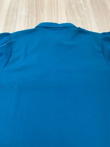 Chic Blue Button-Up Midi Dress