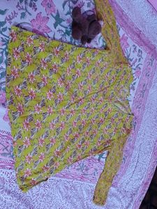 Yellow Floral Print Kurta