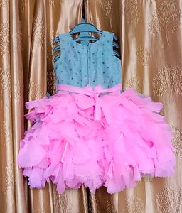 Cute Blue &amp; Pink Ruffle Dress