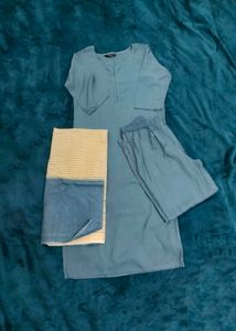 Classy Stale Color Kurta Set with Dupatta