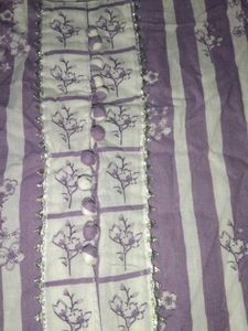 Purple Striped Kurta Set