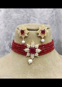 Red Beaded Choker Set