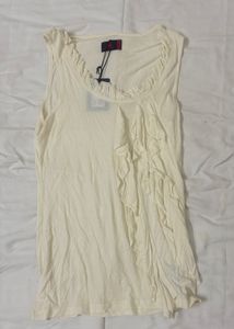 Cream Ruffled Sleeveless Top