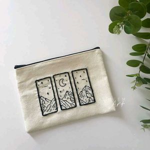 Embroidered Mountain Scene Pouch