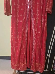 Red Embellished Kurta