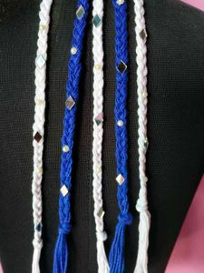 blue and white hair accessories for navratri