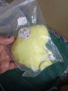 Cute Yellow Fluffy Heart Keychain