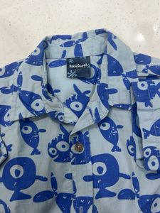Cute Blue Fish Print Shirt