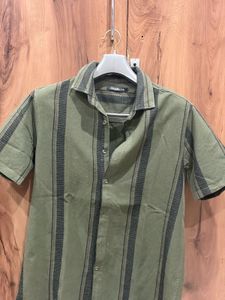 Stylish Olive Green Striped Shirt