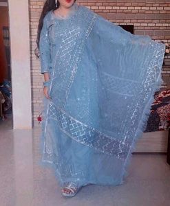 Blue Embroidered Kurta Set