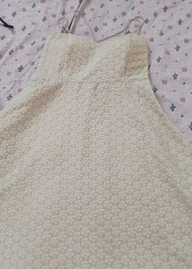 Chic Cream Textured Strappy Dress