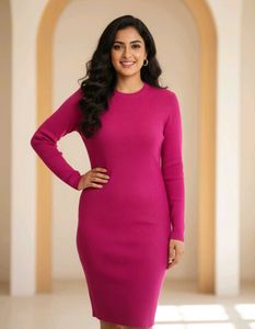Elegant Ribbed Knit Midi Dress