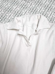 White Long Sleeve Polo Top