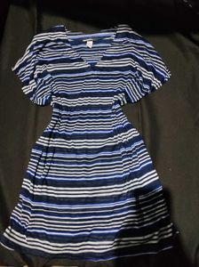 H&M Blue Striped V-Neck Dress