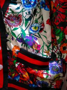 Floral V-Neck Button-Up Jacket.