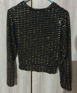 Sparkly Black &amp; Gold Long Sleeve Top