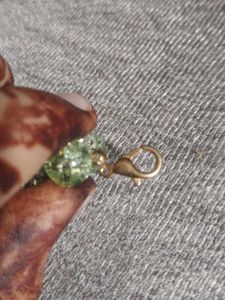 Beaded Bracelet with Green and Pink Gems