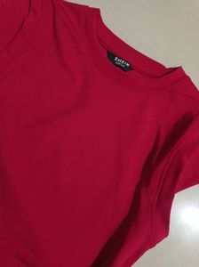 Red Basic Premium Cap sleeve Top