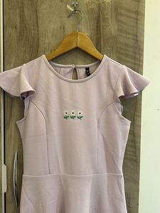 Chic Lilac Flutter Sleeve Dress