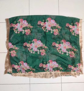 Green Floral Dupatta with Tassels