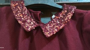 Wine Red Flared Dress