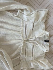Cream Textured Puff Sleeve Blouse