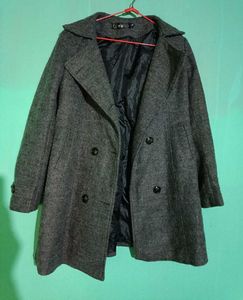Gray Wool Blend Overcoat