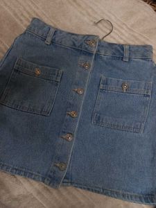 Denim Button-Front Mini Skirt
