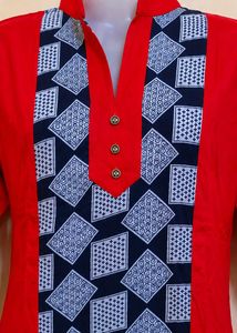 Women’s Red &amp; Teal Kurti Suit with Contrast