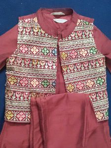Embroidered Kurta Set with jacket and chudidar